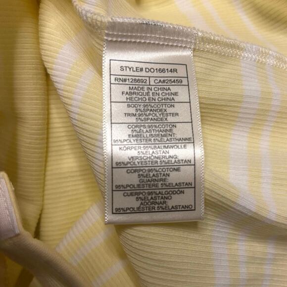 Steve Madden Ribbed Stripe Bodysuit Vanilla Yellow Knit Tank Top Medium NWT - Picture 8 of 9